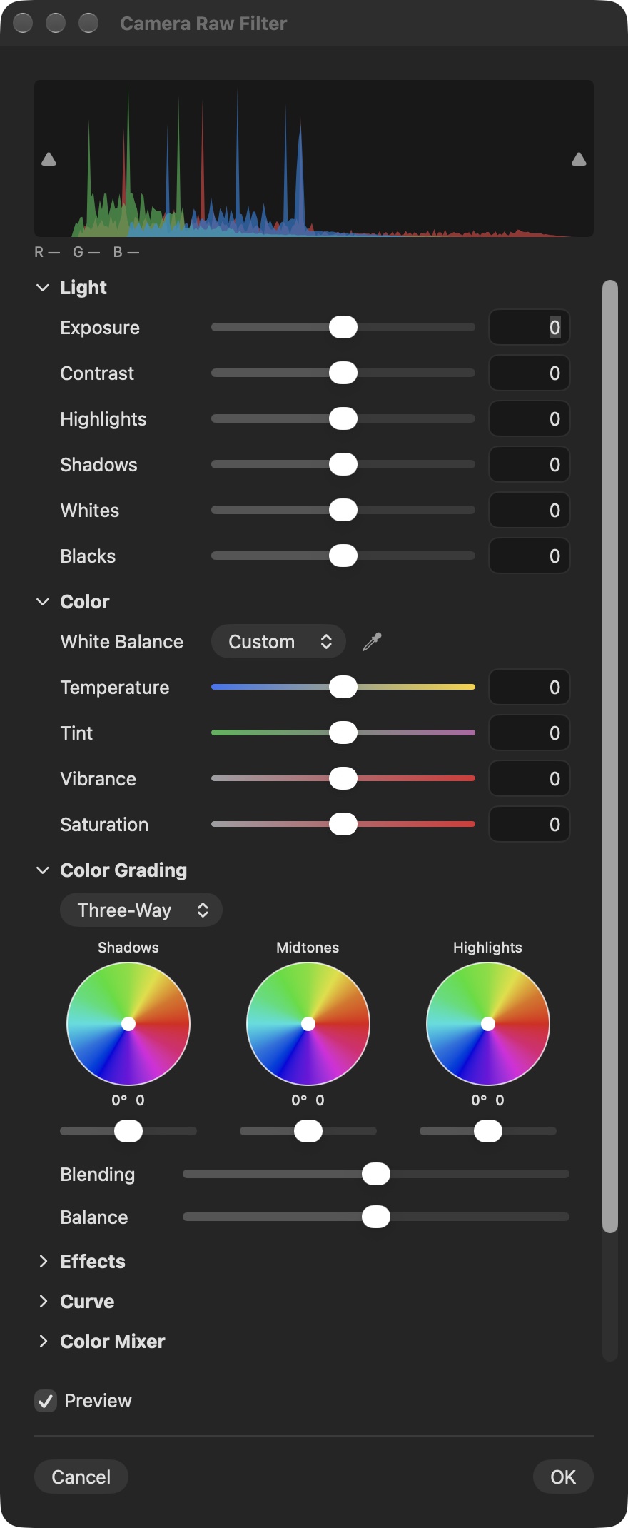 PhotoDuo Camera Raw panel